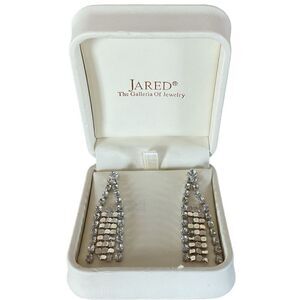 Vintage Silver Rhinestone Dangle Earrings